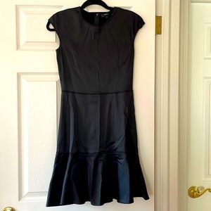 Satin MIDI Dress with Ruffled Bottom - Black Size 4